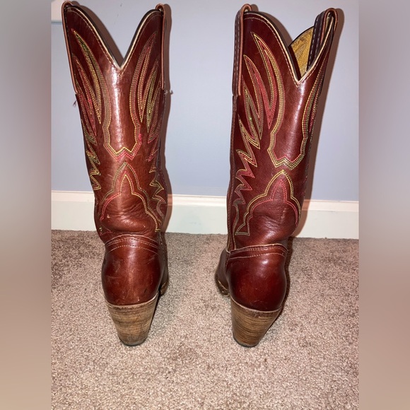 Vintage Frye Dora Western Boots 6.5B | Made in USA | Brown Leather Cowgirl Boots - Picture 3 of 6